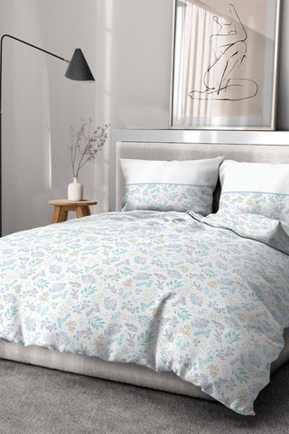Edredão 500 g/m² e conjunto de edredão em algodão 57 fios/cm² Adonis - Branco e azul