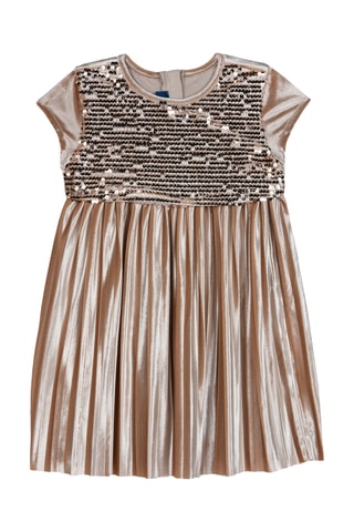Geplooide Velours Jurk - Bruin