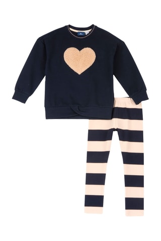 Sweater en Legging - Marineblauw en Beige