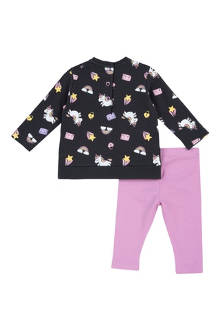 T-shirt en Legging - Roze en Zwart