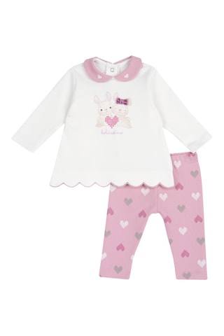 T-shirt en Legging - Wit en Roze
