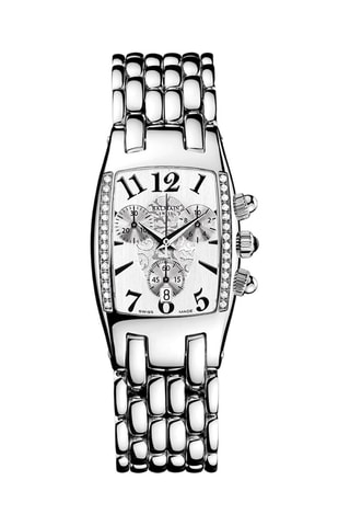 Montre à quartz en acier et diamants Jolie Madame Bijou Chrono