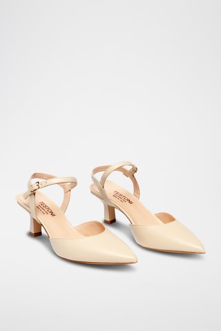 Slingback em couro - Bege