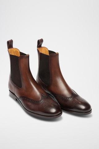 Botins Chelsea subidos de couro - Castanho