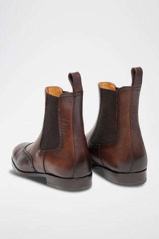 Botins Chelsea subidos de couro - Castanho