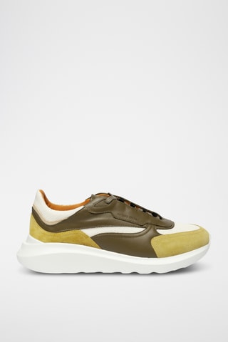 Sneakers com plataforma de couro - Verde