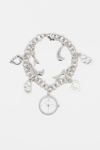Montre à quartz en acier - Argenté et blanc