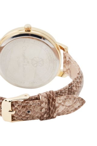 Montre à quartz en cuir synthétique - Marron et doré
