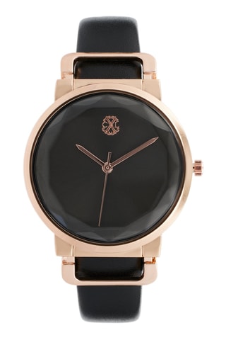 Montre à quartz en polyuréthane - Noir et doré rose
