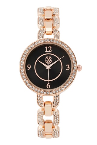 Montre à quartz en alliage - Doré rose et noir