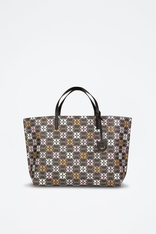 Mala shopper em couro - Castanho e rosa