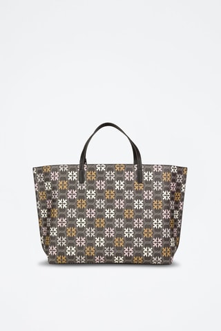 Mala shopper em couro - Castanho e rosa