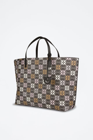 Mala shopper em couro - Castanho e rosa