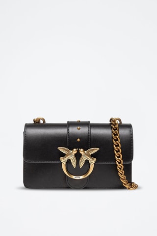 Mala a tiracolo de couro de vitelo Love Mini - Preto