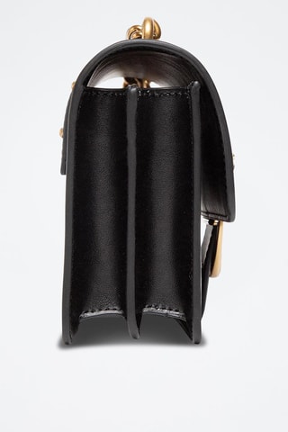 Mala a tiracolo de couro de vitelo Love Mini - Preto