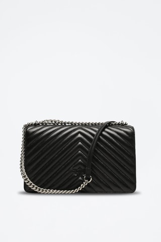 Mala a tiracolo em couro Love One Classic - Preto e prateado