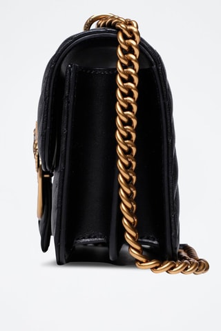 Mala de tiracolo de couro Love one Mini - Preto