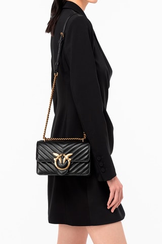 Mala de tiracolo de couro Love one Mini - Preto