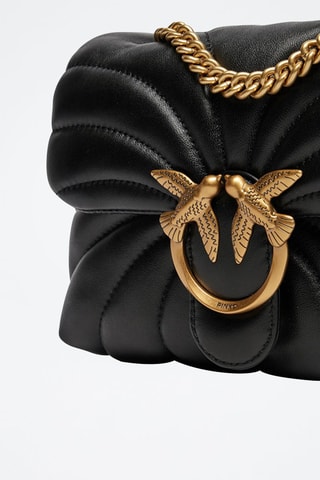 Mala de tiracolo de couro Love Puff Mini - Preto