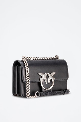 Mala de tiracolo de couro Love One Mini - Preto