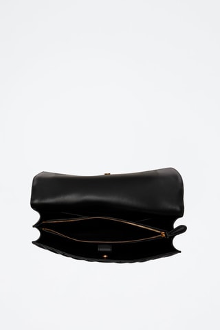 Mala de tiracolo de couro de cordeiro Love One Classic - Preto e dourado