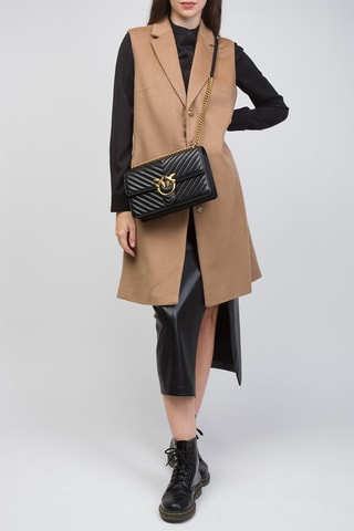 Mala de tiracolo de couro de cordeiro Love One Classic - Preto e dourado