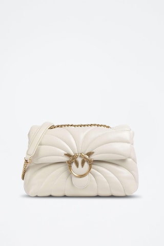 Mala de tiracolo de couro de carneiro Love Puff - Branco