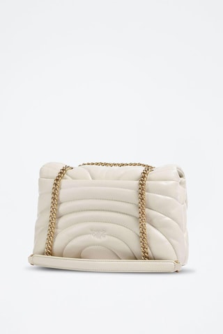 Mala de tiracolo de couro de carneiro Love Puff - Branco