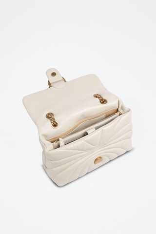 Mala de tiracolo de couro de carneiro Love Puff - Branco
