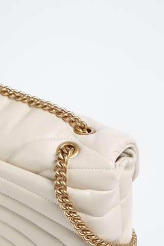 Mala de tiracolo de couro de carneiro Love Puff - Branco
