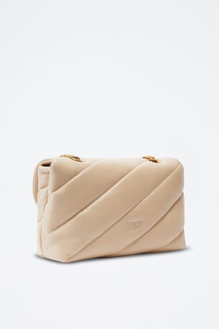 Mala de tiracolo de couro Classic Love - Bege