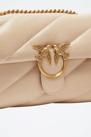 Mala de tiracolo de couro Classic Love - Bege