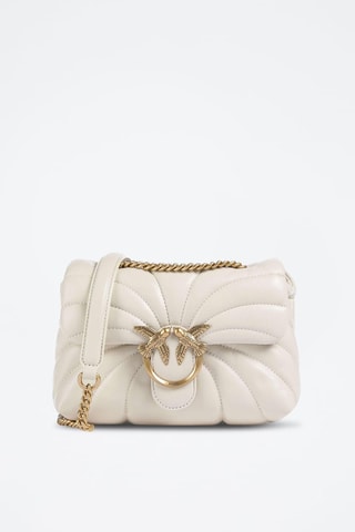 Mala de tiracolo em couro de carneiro Love Puff Mini - Branco