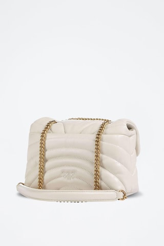 Mala de tiracolo em couro de carneiro Love Puff Mini - Branco
