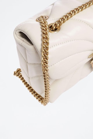 Mala de tiracolo em couro de carneiro Love Puff Mini - Branco