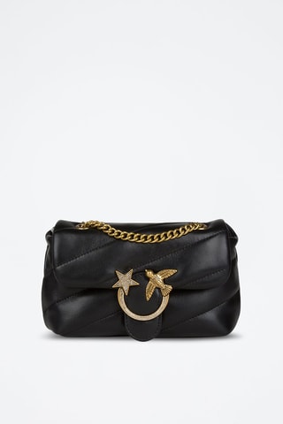 Mala de tiracolo de couro de carneiro Love Baby Puff - Preto