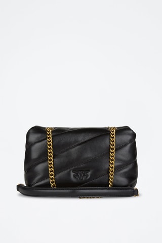 Mala de tiracolo de couro de carneiro Love Baby Puff - Preto