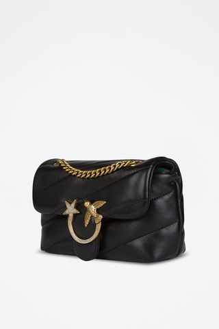 Mala de tiracolo de couro de carneiro Love Baby Puff - Preto