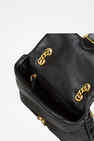 Mala de tiracolo de couro de carneiro Love Baby Puff - Preto