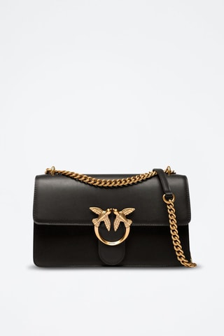 Mala de tiracolo de couro Love One Classic - Preto