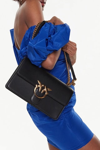Mala de tiracolo de couro Love One Classic - Preto