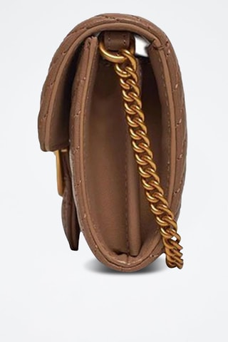 Mini mala a tiracolo de couro - Castanho