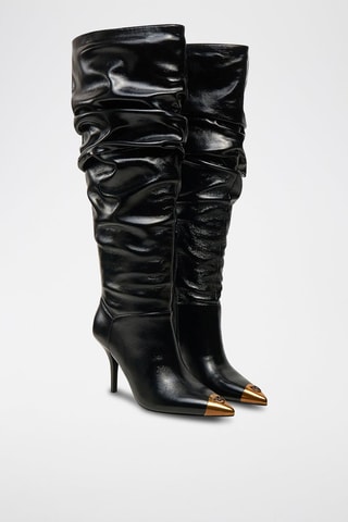 Botas em couro napa Lucy - Preto