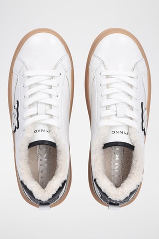Sapatilhas forradas em couro Yoko 04 - Branco e preto
