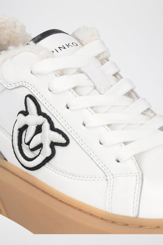 Sapatilhas forradas em couro Yoko 04 - Branco e preto