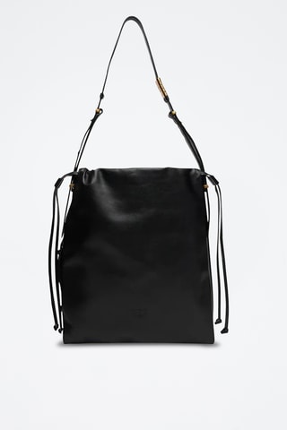 Mala de ombro em couro Slouchy - Preto