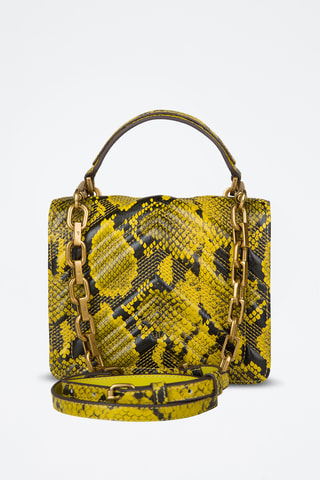 Mala em couro de vitelo Exotics - Amarelo