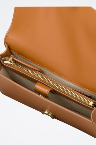 Mala a tiracolo em couro de vitelo Love mini icon - Castanho