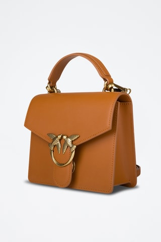 Mala em couro Love mini top - Castanho