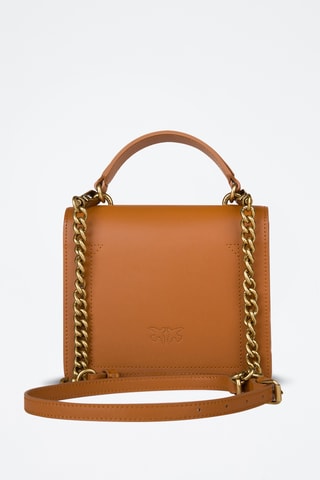 Mala em couro Love mini top - Castanho